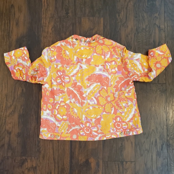 Ruby Road Lightweight Jacket Size 16W Orange/Pink/Purple/White W/Embellishments - Picture 4 of 7